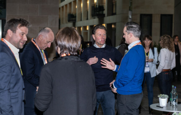 Networking. Pictured - Chris Jessup (FinTech NI), Prof Jon Beaverstock (University of Bristol and FinTech West), Stephen Ingledew (FinTech Scotland), Julian Wells (FinTech North)