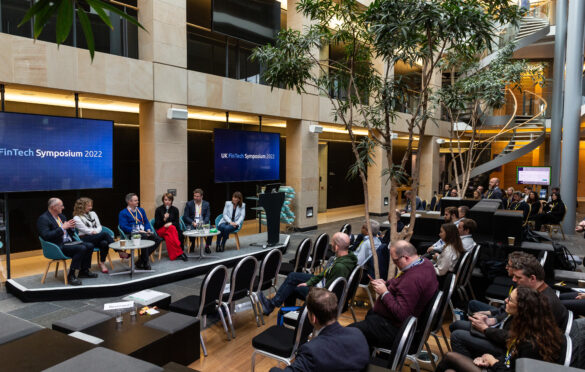 UK FinTech Regional Leadership Examples, Growing Regional Clusters. From left to right - Prof Jon Beaverstock, Hilary Smyth-Allen, Julian Wells, Nicola Anderson, Chris Jessup, Sarah Williams-Gardener